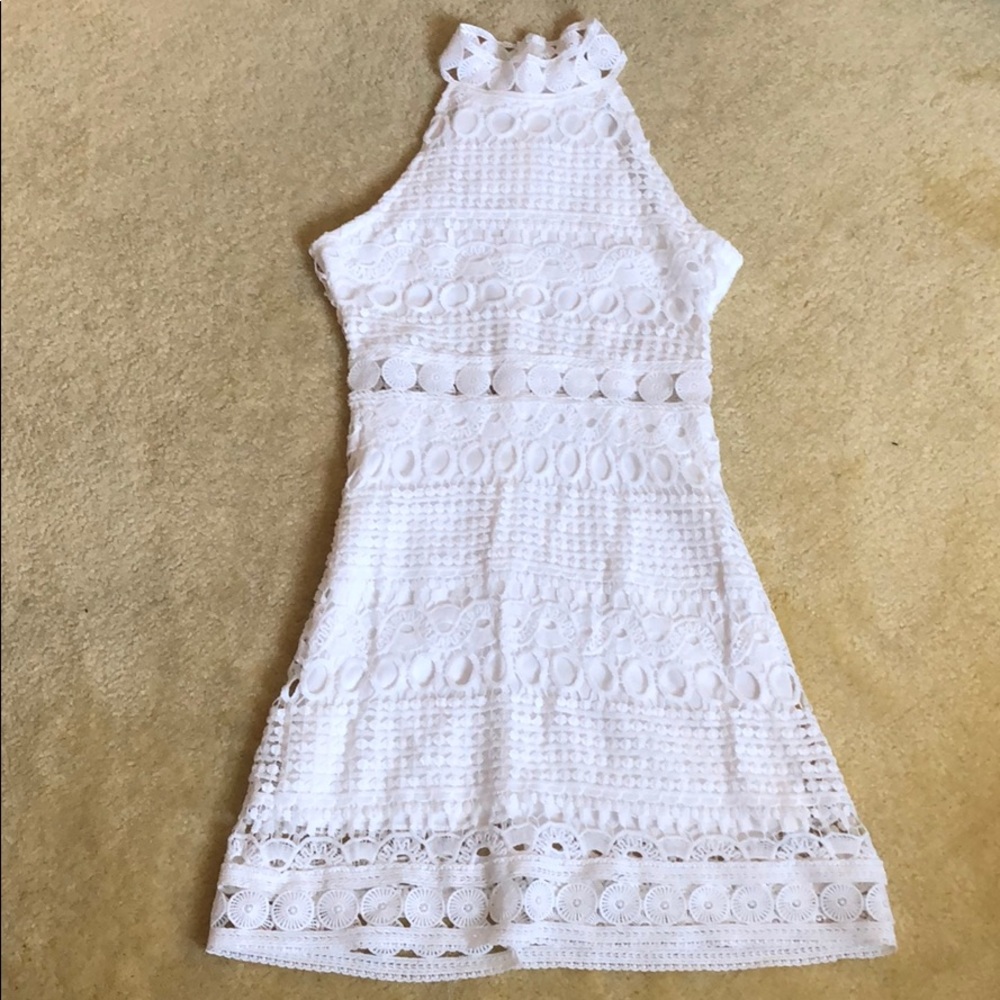 White lace mini dress